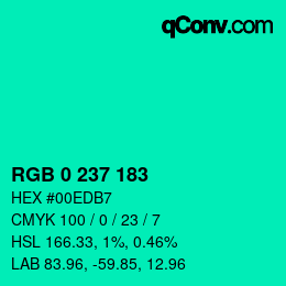 Color code: RGB 0 237 183 | qconv.com