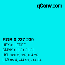 Color code: RGB 0 237 239 | qconv.com
