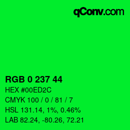 Color code: RGB 0 237 44 | qconv.com