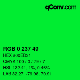 Color code: RGB 0 237 49 | qconv.com