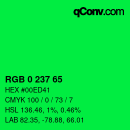 Color code: RGB 0 237 65 | qconv.com