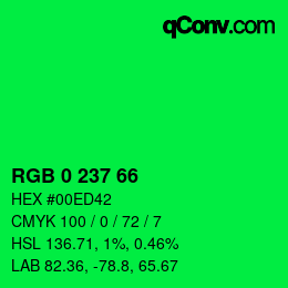 Color code: RGB 0 237 66 | qconv.com