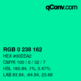Color code: RGB 0 238 162 | qconv.com