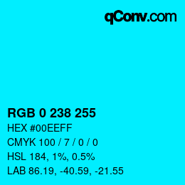 Color code: RGB 0 238 255 | qconv.com
