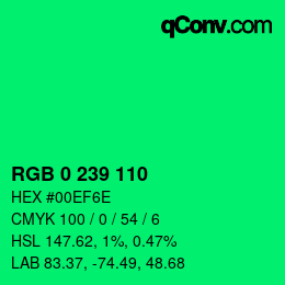 Color code: RGB 0 239 110 | qconv.com