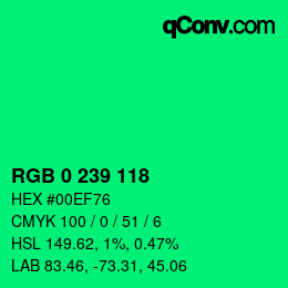 Color code: RGB 0 239 118 | qconv.com