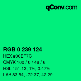Color code: RGB 0 239 124 | qconv.com