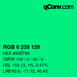 Color code: RGB 0 239 128 | qconv.com