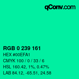 Color code: RGB 0 239 161 | qconv.com