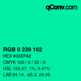 Farbcode: RGB 0 239 162 | qconv.com