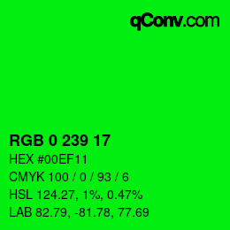 Color code: RGB 0 239 17 | qconv.com