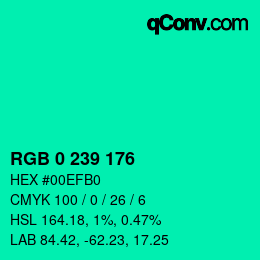 Color code: RGB 0 239 176 | qconv.com