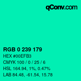 Color code: RGB 0 239 179 | qconv.com