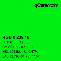 Color code: RGB 0 239 18 | qconv.com