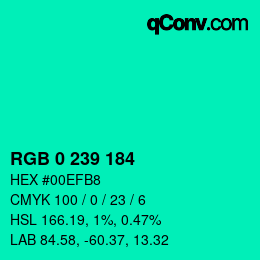 Color code: RGB 0 239 184 | qconv.com