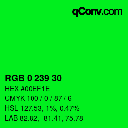 Color code: RGB 0 239 30 | qconv.com