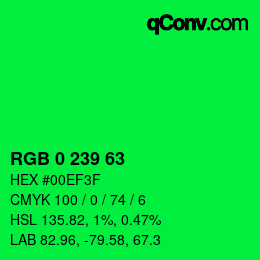 Color code: RGB 0 239 63 | qconv.com