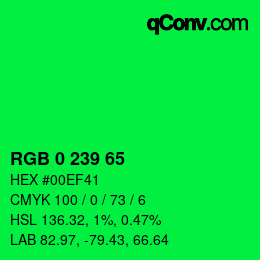 Color code: RGB 0 239 65 | qconv.com
