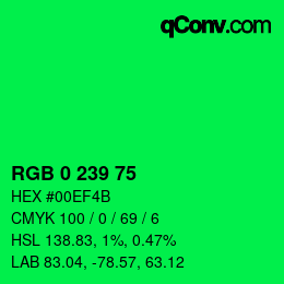 Color code: RGB 0 239 75 | qconv.com