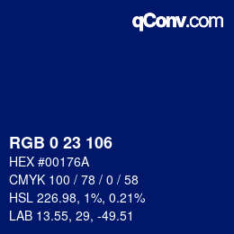 Color code: RGB 0 23 106 | qconv.com