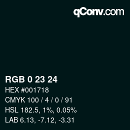 カラーコード: RGB 0 23 24 | qconv.com