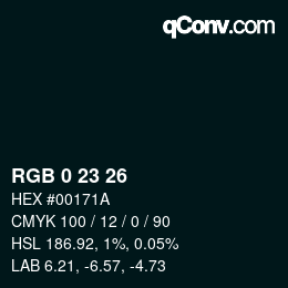 カラーコード: RGB 0 23 26 | qconv.com