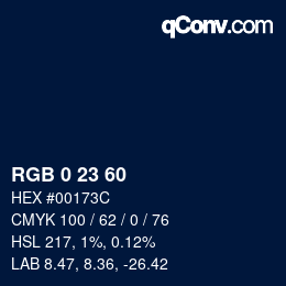 カラーコード: RGB 0 23 60 | qconv.com