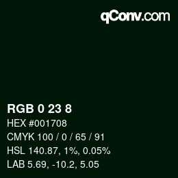 Farbcode: RGB 0 23 8 | qconv.com