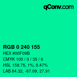 Color code: RGB 0 240 155 | qconv.com