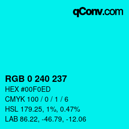 Color code: RGB 0 240 237 | qconv.com
