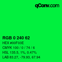 Color code: RGB 0 240 62 | qconv.com