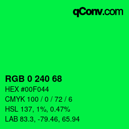 Color code: RGB 0 240 68 | qconv.com