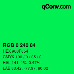 Color code: RGB 0 240 84 | qconv.com