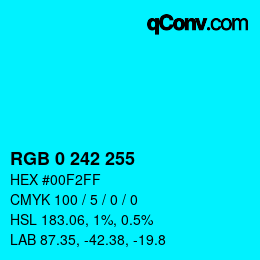 Color code: RGB 0 242 255 | qconv.com