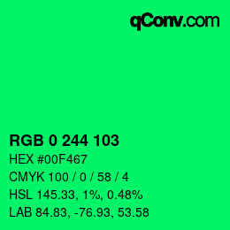 颜色代码: RGB 0 244 103 | qconv.com