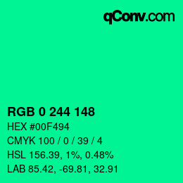 颜色代码: RGB 0 244 148 | qconv.com