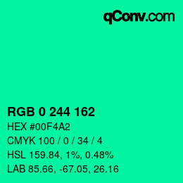 Color code: RGB 0 244 162 | qconv.com