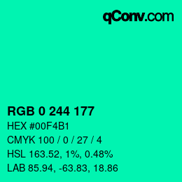 颜色代码: RGB 0 244 177 | qconv.com