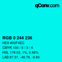 Color code: RGB 0 244 236 | qconv.com