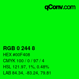 Color code: RGB 0 244 8 | qconv.com