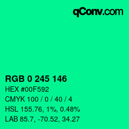 Color code: RGB 0 245 146 | qconv.com