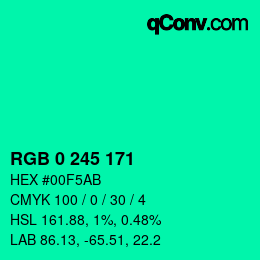 Color code: RGB 0 245 171 | qconv.com