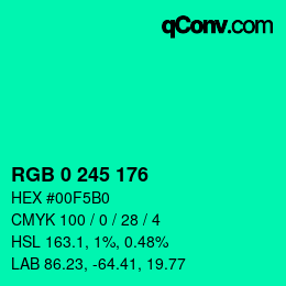 Color code: RGB 0 245 176 | qconv.com