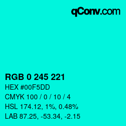 颜色代码: RGB 0 245 221 | qconv.com