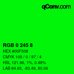 Color code: RGB 0 245 8 | qconv.com