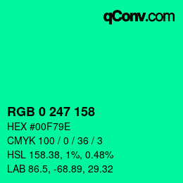Color code: RGB 0 247 158 | qconv.com