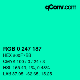 Color code: RGB 0 247 187 | qconv.com