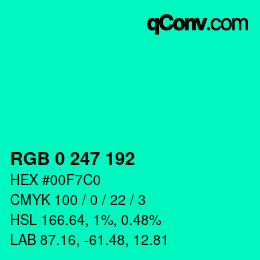 Color code: RGB 0 247 192 | qconv.com