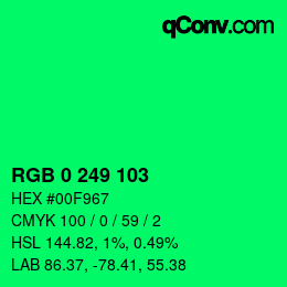 Color code: RGB 0 249 103 | qconv.com
