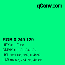 Color code: RGB 0 249 129 | qconv.com